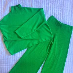 Green Zara Co-Ord Sweater Pants Set XS-S